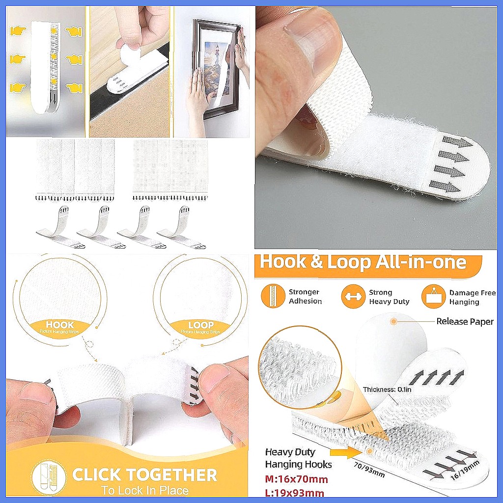 Picture Hanging Strip - 12 زوجًا من شرائط تعليق الصور